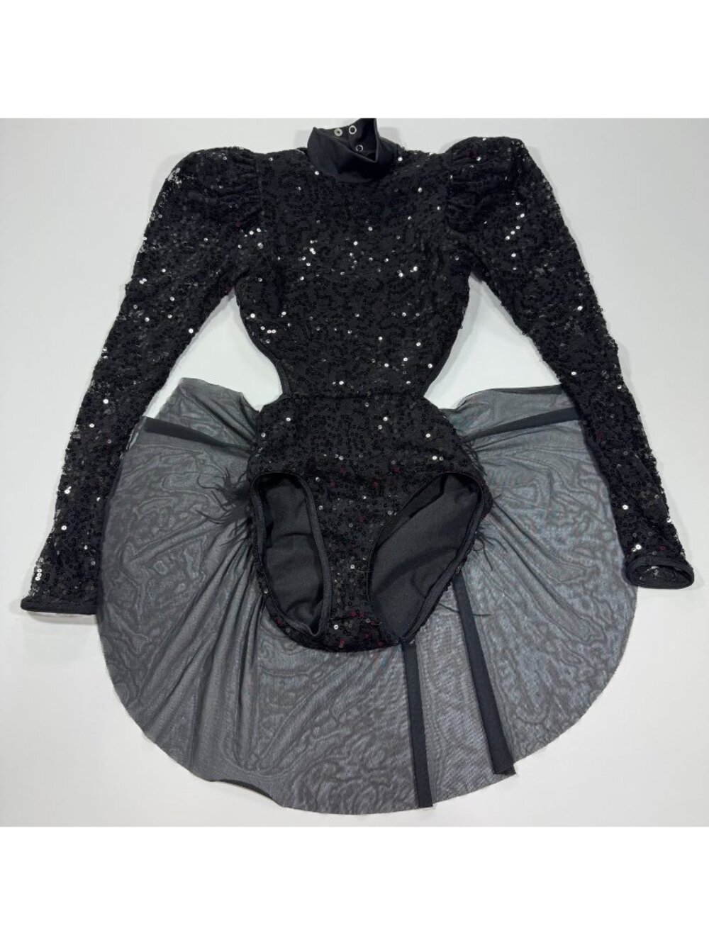 Trouble by Weissman Dance Costume Women's S Black Nylon Sequin Dancewear Stretch